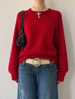 Cotton Red Knit Sweater